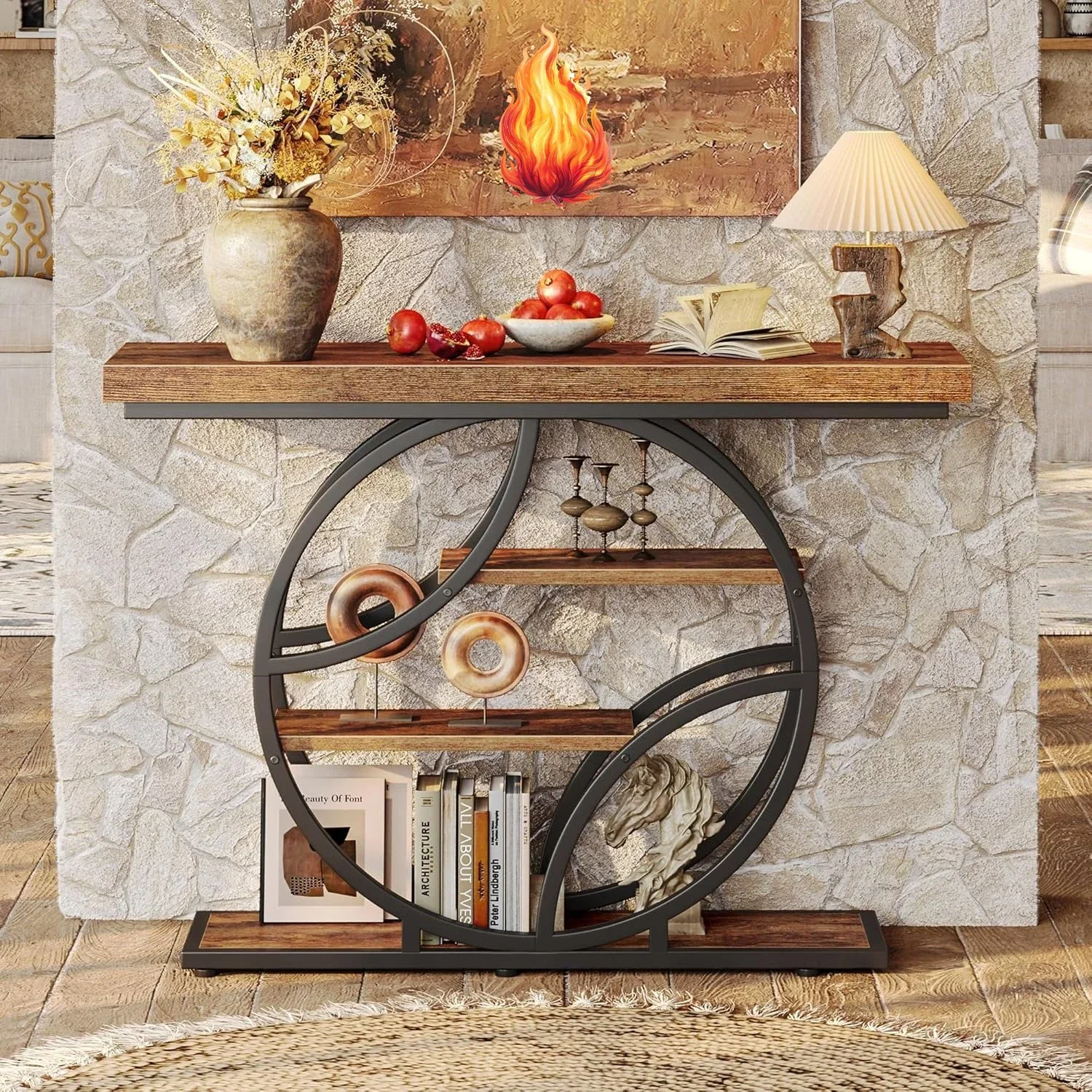

41.3 Inch Entryway Table, Industrial Console Sofa Table with Storage, Accent Table with Shelves, for Entry, Hallway, Entrance