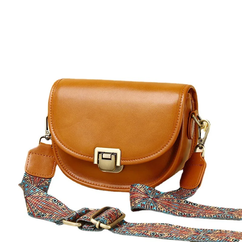 2023 New Style Real Leather Women\'s Bag Vegetable Tanned Genuine Cow Leather Single Shoulder Messenger Bag Lady Popular Purse