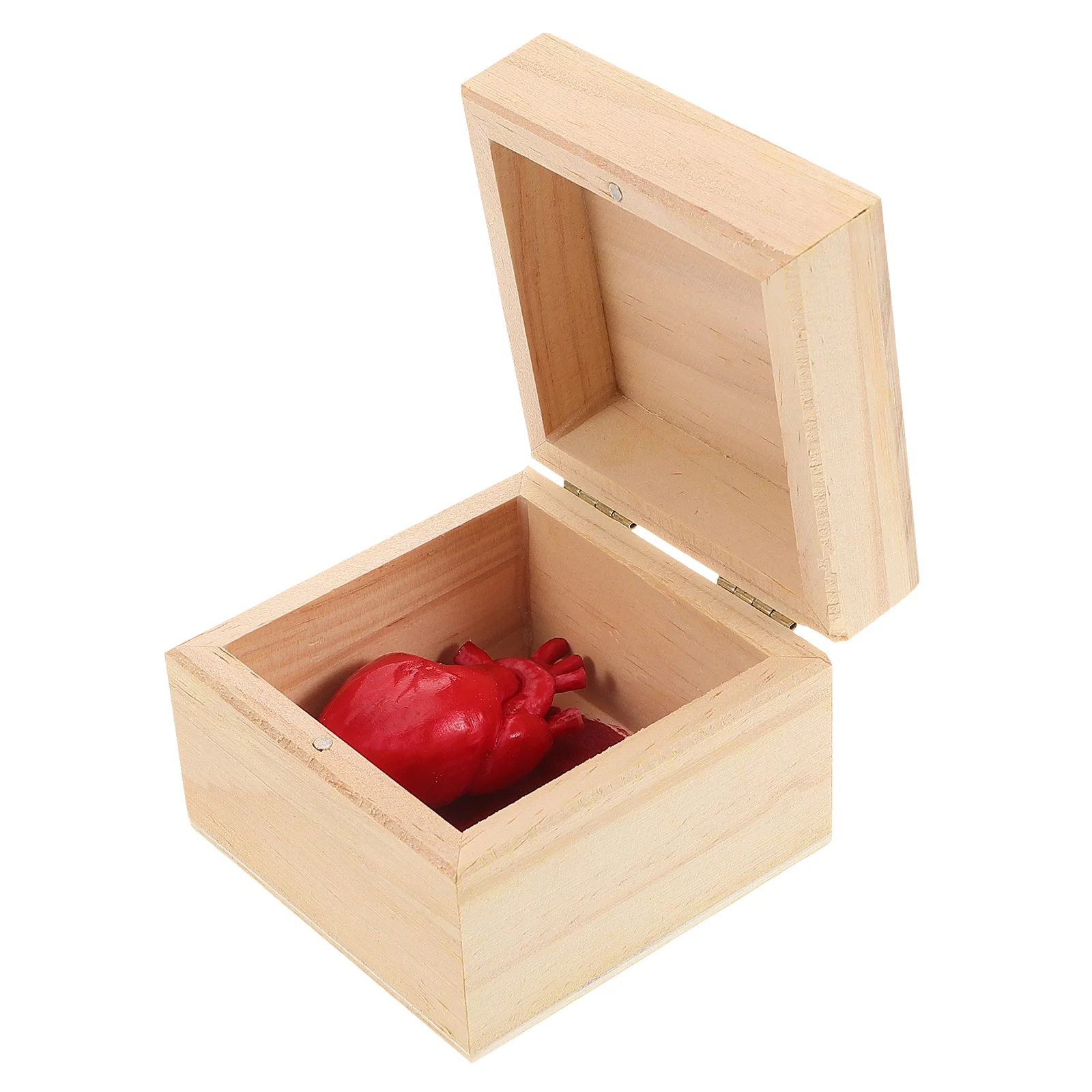 Heart Organ Gift Box Fake Organs Square Rustic Wooden Boxes Unfinished Human Decor Crafts Halloween Decoration
