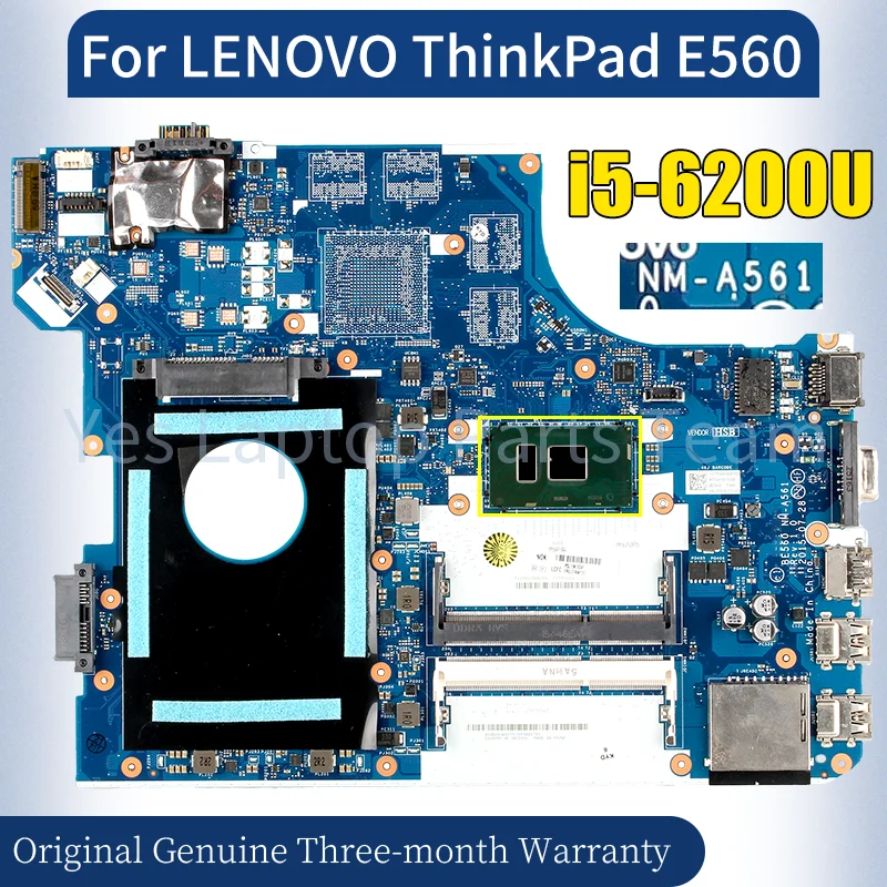 NM-A561 For LENOVO ThinkPad E560 Laptop Mainboard 01AW105 SR2EY i5-6200U UMA Notebook Motherboard 100％ Tested