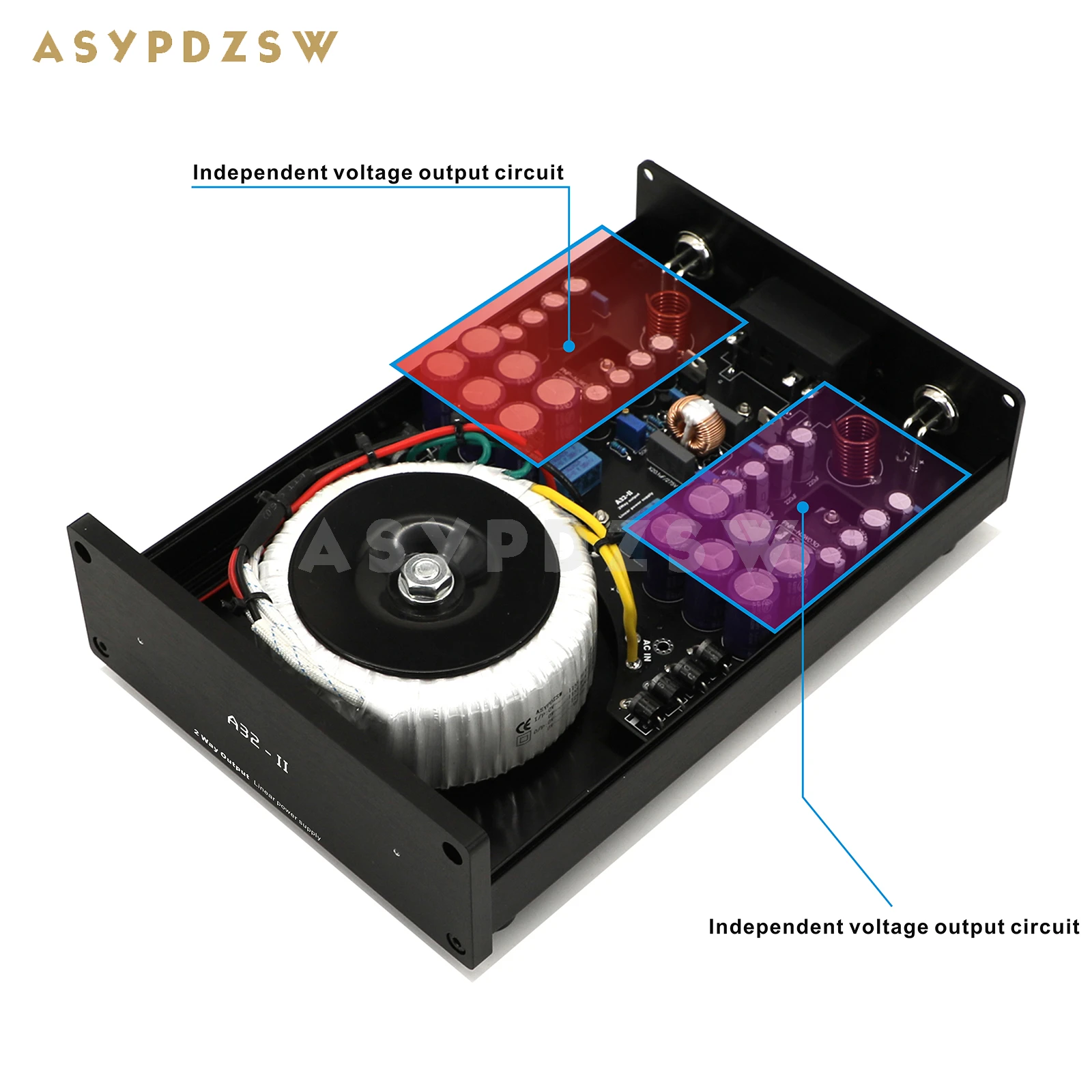 A32-II 50W+50W HIFI Ultra-low Noise Linear Power Supply DC 5V/9V/12V/15V/18V/19V/24V LPS