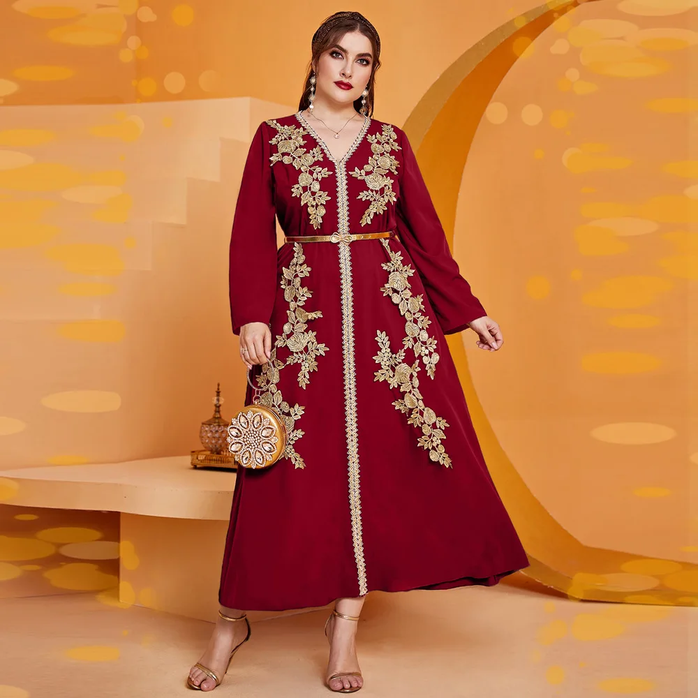 Grande taille broderie caftan dubaï Abaya femmes Robe Maxi musulmane Islam Jalabiya Ramadan Caftan Femme Musulman Robe Robe Kebaya