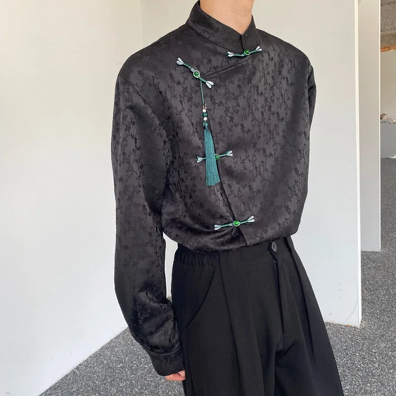 

Китайский воротник-стойка Sle Bla с боковыми пуговицами и кисточкой для мужчин и женщин, традиционный национальный Faion Long Sve