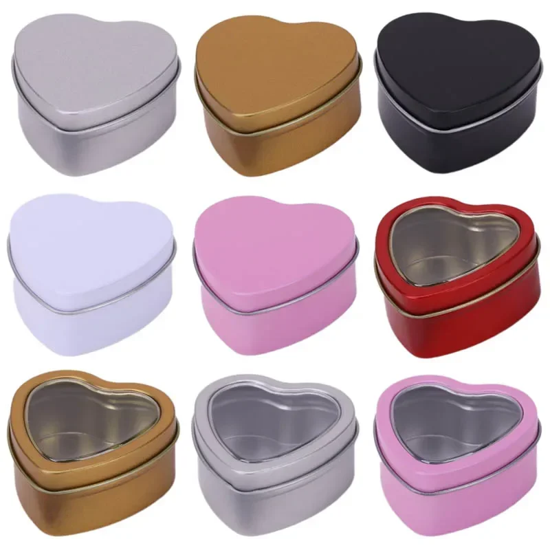 30Pcs Heart-shape Metal Jars Empty Tinplate Box For DIY Making Candle Cream Cosmetic Storage Containers Jewelry Display Boxes