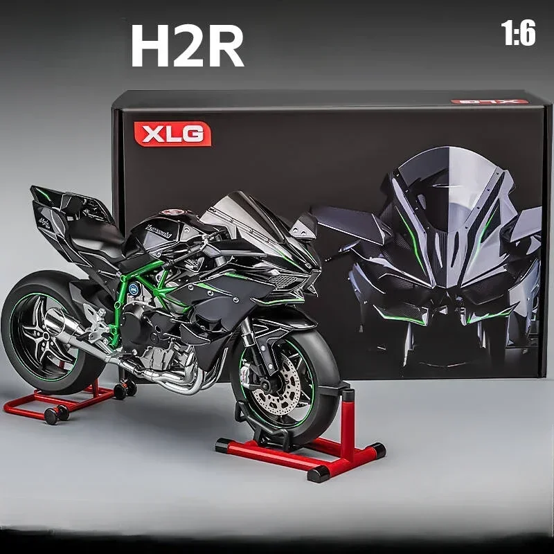 1:6 Kawasaki Ninja H2R Alloy Super Racing Motorcycle Model Spray Startable Simulation Collection Birthday Gift Boyfriend Toy Car