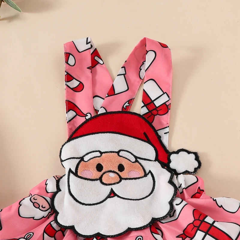 Newborn Baby Girl Christmas Outfit Gingerbread/Santa Romper Suspender Skirt Set Fall Clothes Infant Christmas Dress