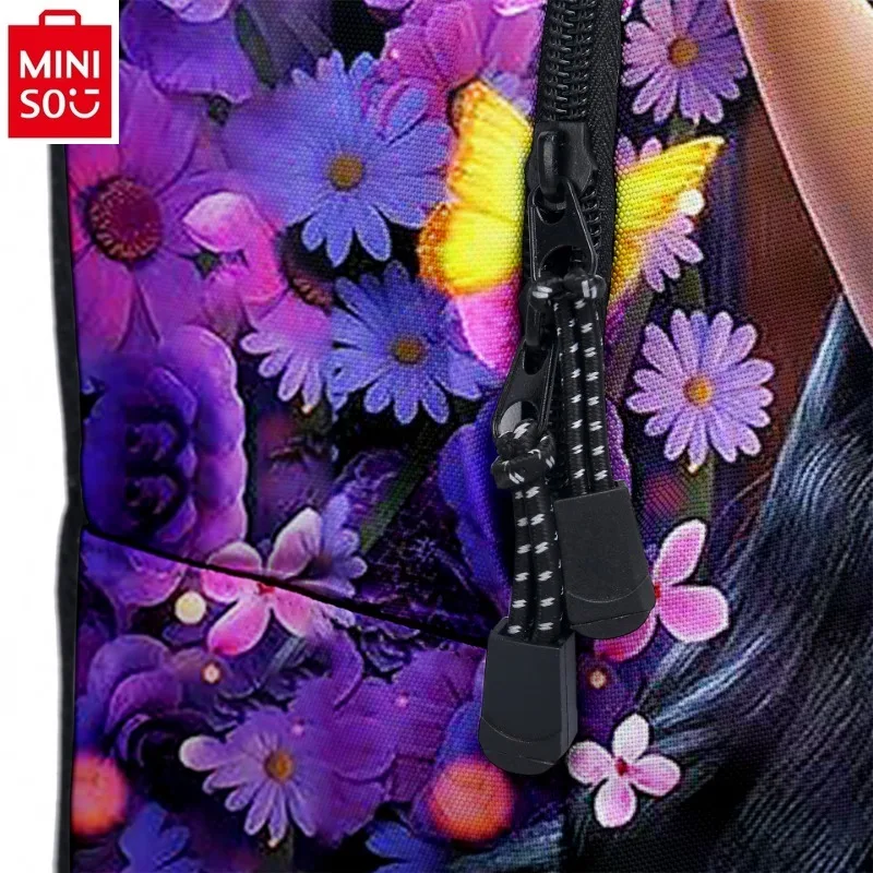 MINISO Disney Princess Sweet Print 3D Large Capacity Backpack Student Cute Cartoon with Pen Bag Multi functional Backpack