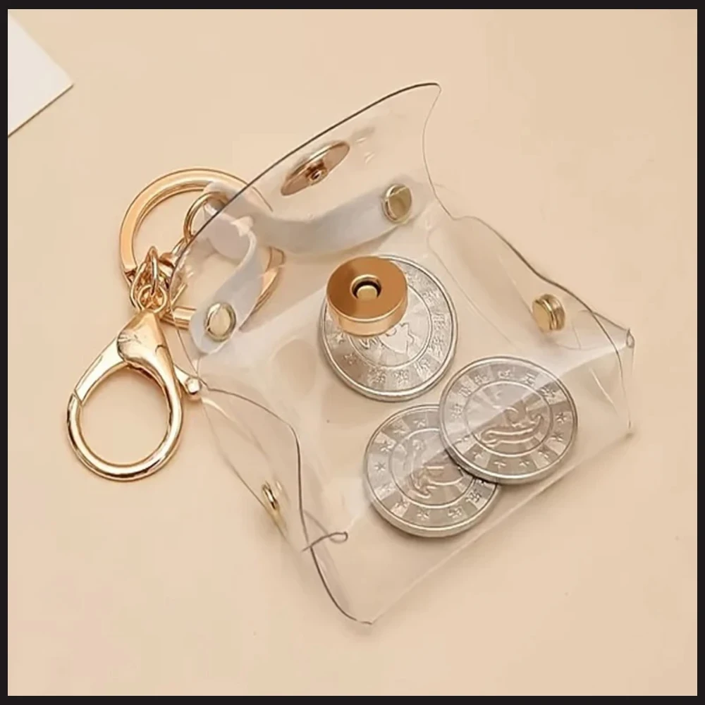

Transparent PU Leather Mini Bag Pendant Fashion Dirty Resistant Hardware Wallet Keychain For Coin Lipstick Earphone