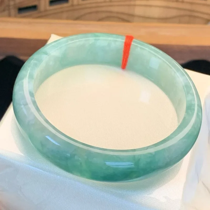 Myanmar natural oil green , large size, processed round bar, first-hand jade bracelet, ice-waxy type