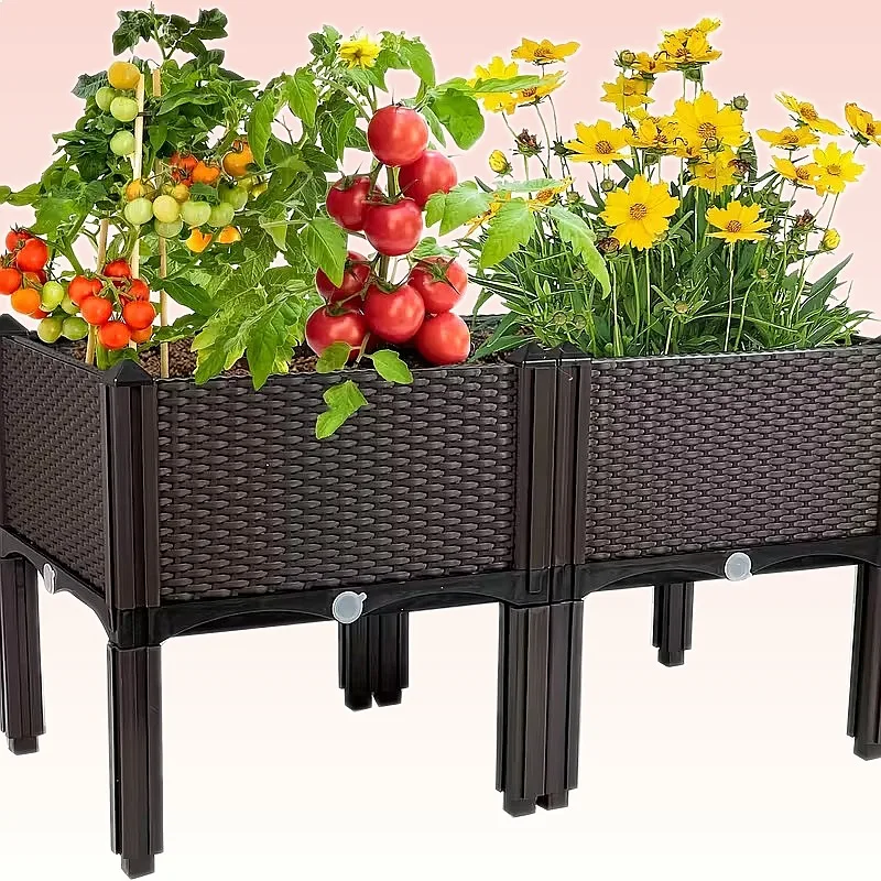 Classic Woven Elevated Garden Bed with Legs, 2-Pack Raised Planter Outdoor