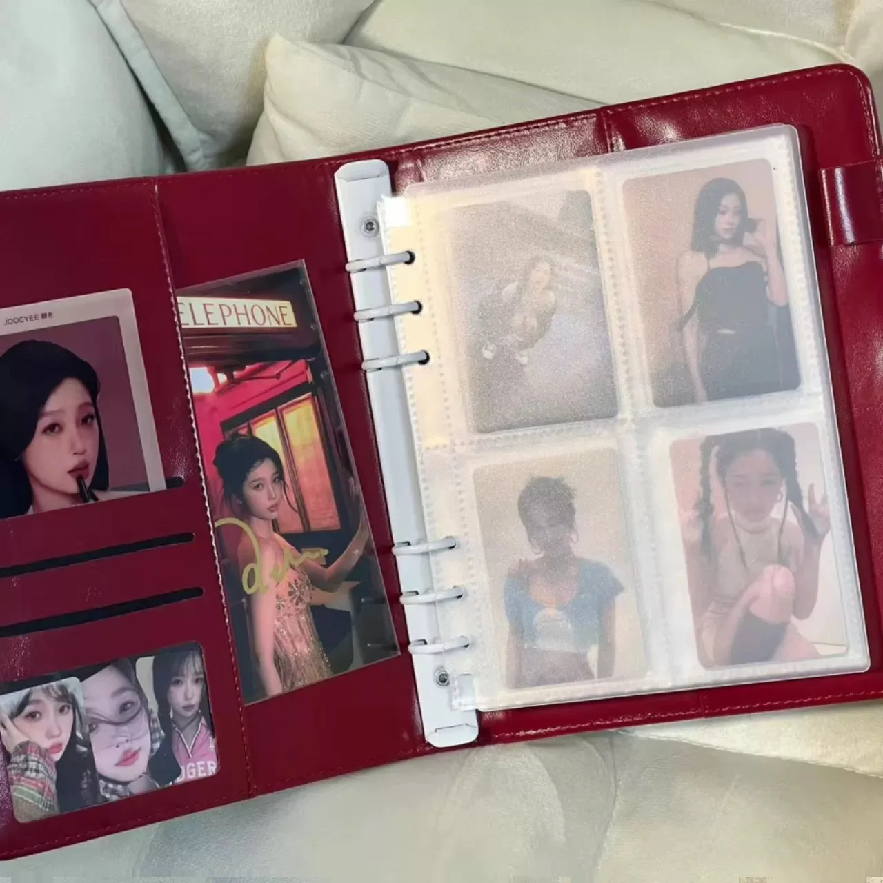 MINKYS PU-Leder Hot Red A5 Kpop Fotokarten-Sammelmappe Idol-Fotokarten-Buch Idol-Aufbewahrungsalbum Schreibwaren – Detail 7
