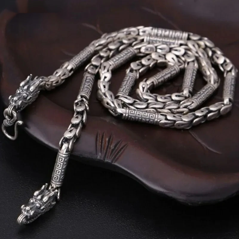 

Bestlybuy 100% S925 Pure Silver Accessories Classic Domineering Personality Head Dragon Scale Men Necklace Jewelry Acces