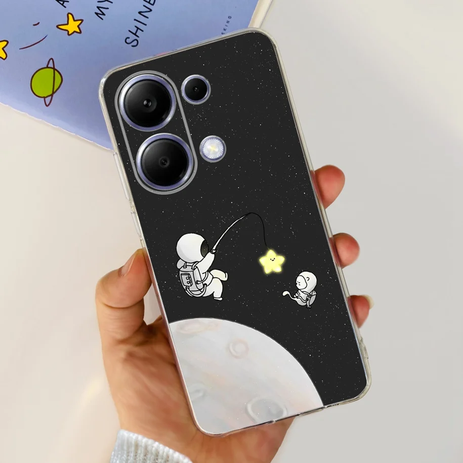 ل Xiaomi Poco M6 Pro 2024 حافظة موضة جديدة الرخام الكرتون غطاء لينة واضحة سيليكون Funda ل Xiaomi Poco M6 Pro 4G جراب هاتف