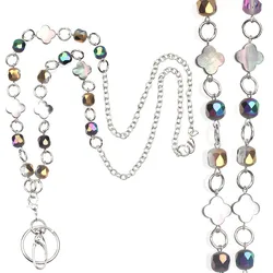Beaded Lanyard Chain Necklace for ID Card Holder Badge Clip Necklace for Women Lanyards Key Holder Nurse Accessories