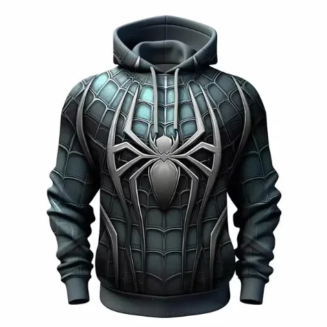 Hochwertiger, bequemer, warmer Freizeit-Hoodie für Herren mit einem trendigen 3D-Spinnenmuster – perfekt für den täglichen Gebrauch im Herbst und Winter – Detail 4