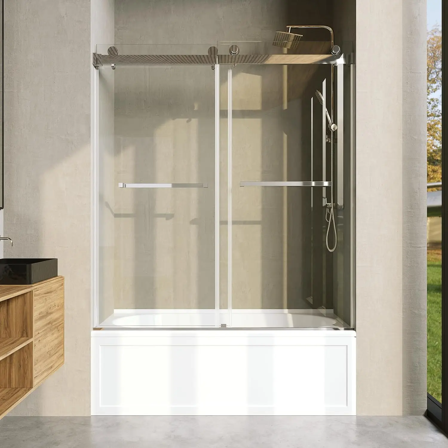 Frameless Bathtub Shower Door, 56