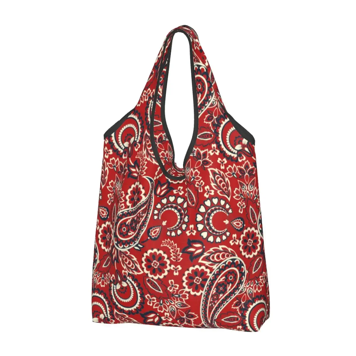 Paisley Pattern Shopping Bags Foldable Grocery Eco Bags Large Capacity Vintage Recycling Bags Washable Handbag