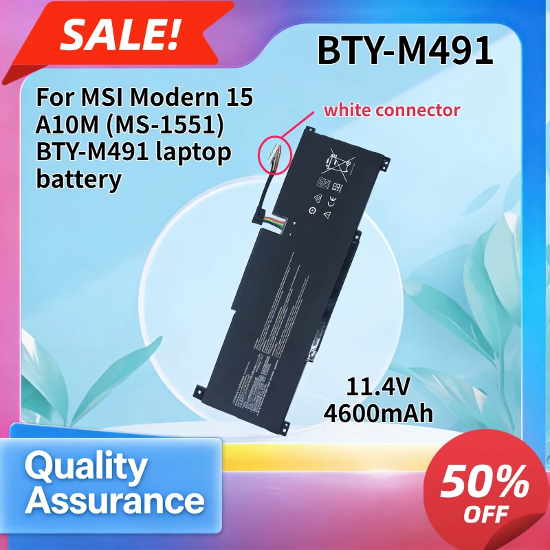 

BTY-M491 4600mAh High Quality Laptop Battery Compatible with MSI Modern 15 A10M MS-1551