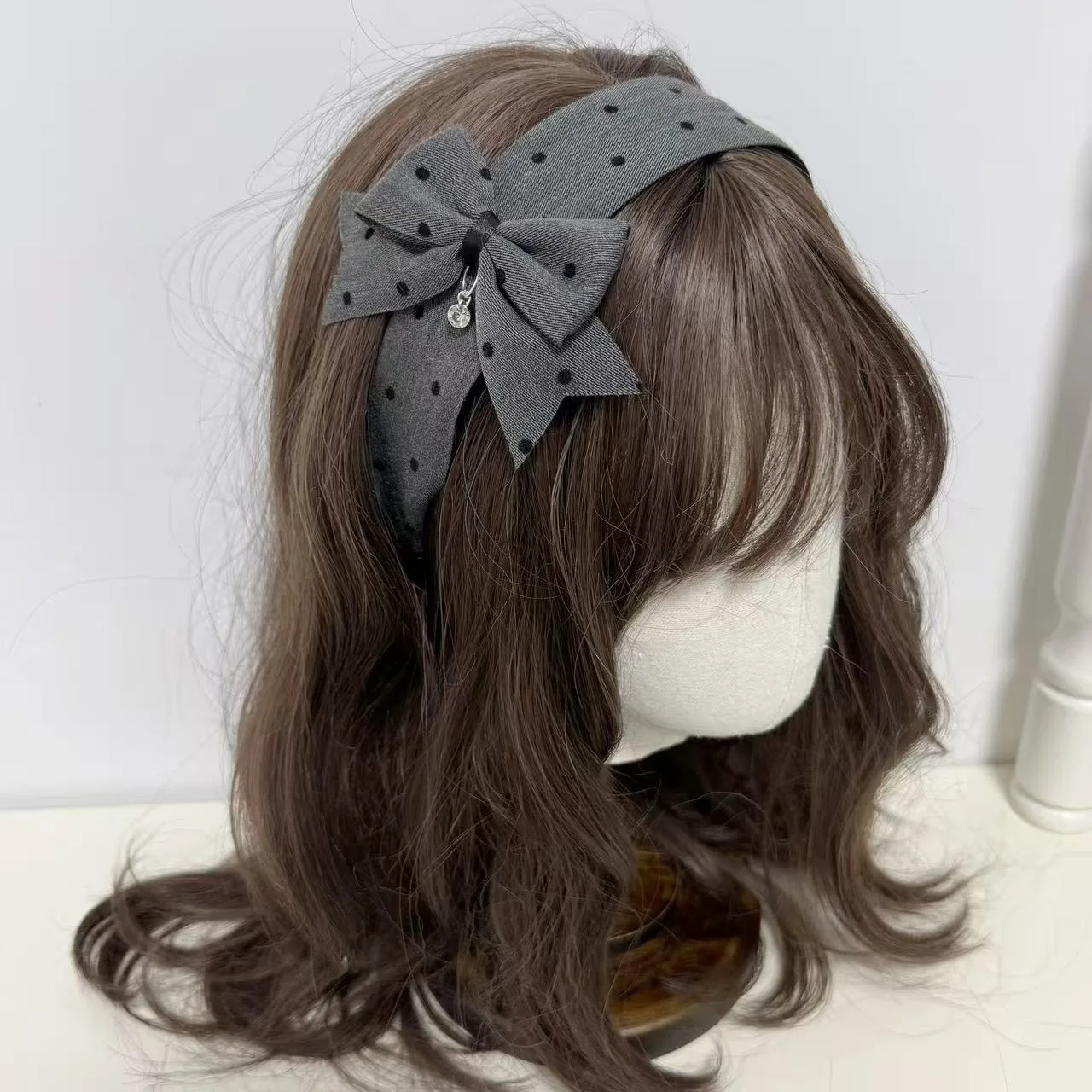 

grey spot hair accessories bow french style head wear Hair band Headband high end fabric Hair tie Hair clips for hair women