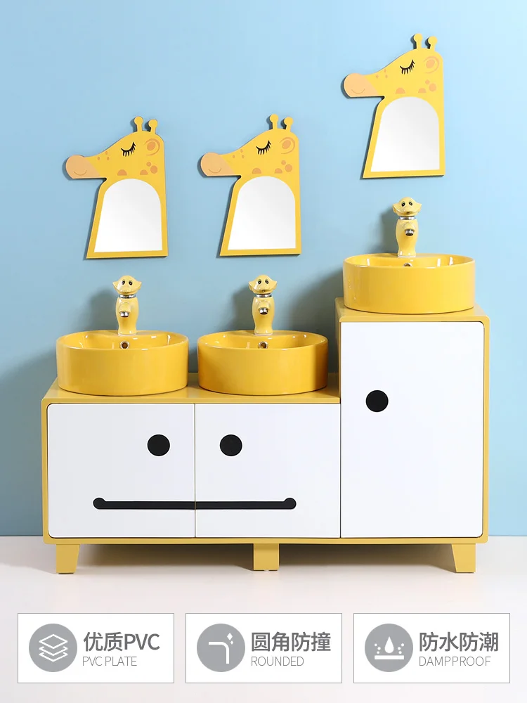 Children's cartoon washstand bathroom cabinet mother kindergarten sink parent-child high-low sink integrated sink