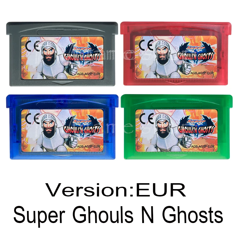 Video Game Cartridge for 32 Bit Game Console Card for Nint GBA Sports Games Series Super Ghouls N Ghost Clear blue red grey gree