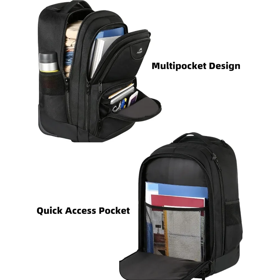 حقيبة ظهر بعجلات من MATEIN مقاس 18 بوصة حقيبة ظهر للكمبيوتر المحمول مع عجلات للكلية حقيبة ظهر للسفر حقيبة أمتعة بعجلات #4