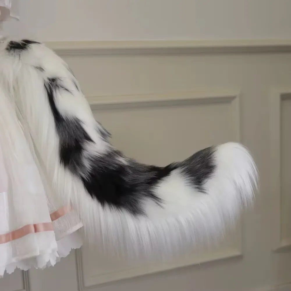 مخصص هالوين الكلب الحدود الكولي آذان Hairhoop Heagwear ذيل رمادي أسود أبيض ل أنيمي لوليتا تأثيري حلي الملحقات #4