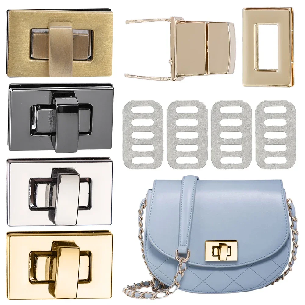 1/5szt Metal Square Tiny Bag Turn Lock Twist Lock Clasp Leather Craft Women Bags Handbag Shoulder Bag Purse DIY Bag Hardware