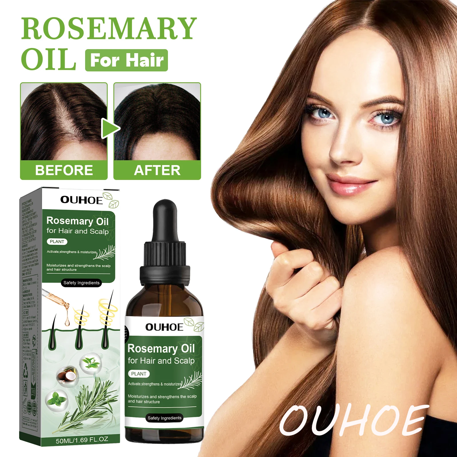 

Ouhoe Rosemary Hair Care Oil Prevent Hair Loss Nourishing Scalp Strengthening Hair Roots Restore Hair Luster Hair Essence Oil