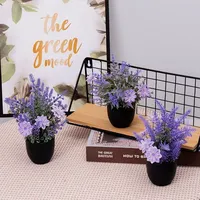Fake Flower Decoration Ornaments New Bonsai Home Desktop, Living Room  Artificial Purple Lavender Flower Potted Plants