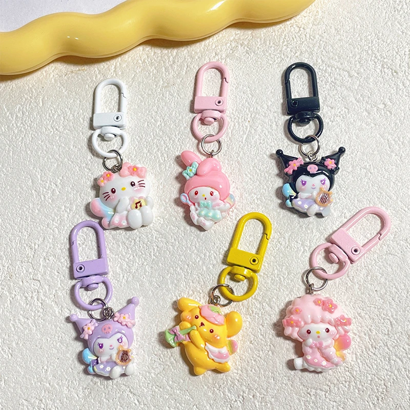 Cartoon Kawaii Sanrio Cinnamoroll Kuromi Melody Purin Pochacco Exquisite Keyring Anime Doll Keychain Pendant Backpack Decoration