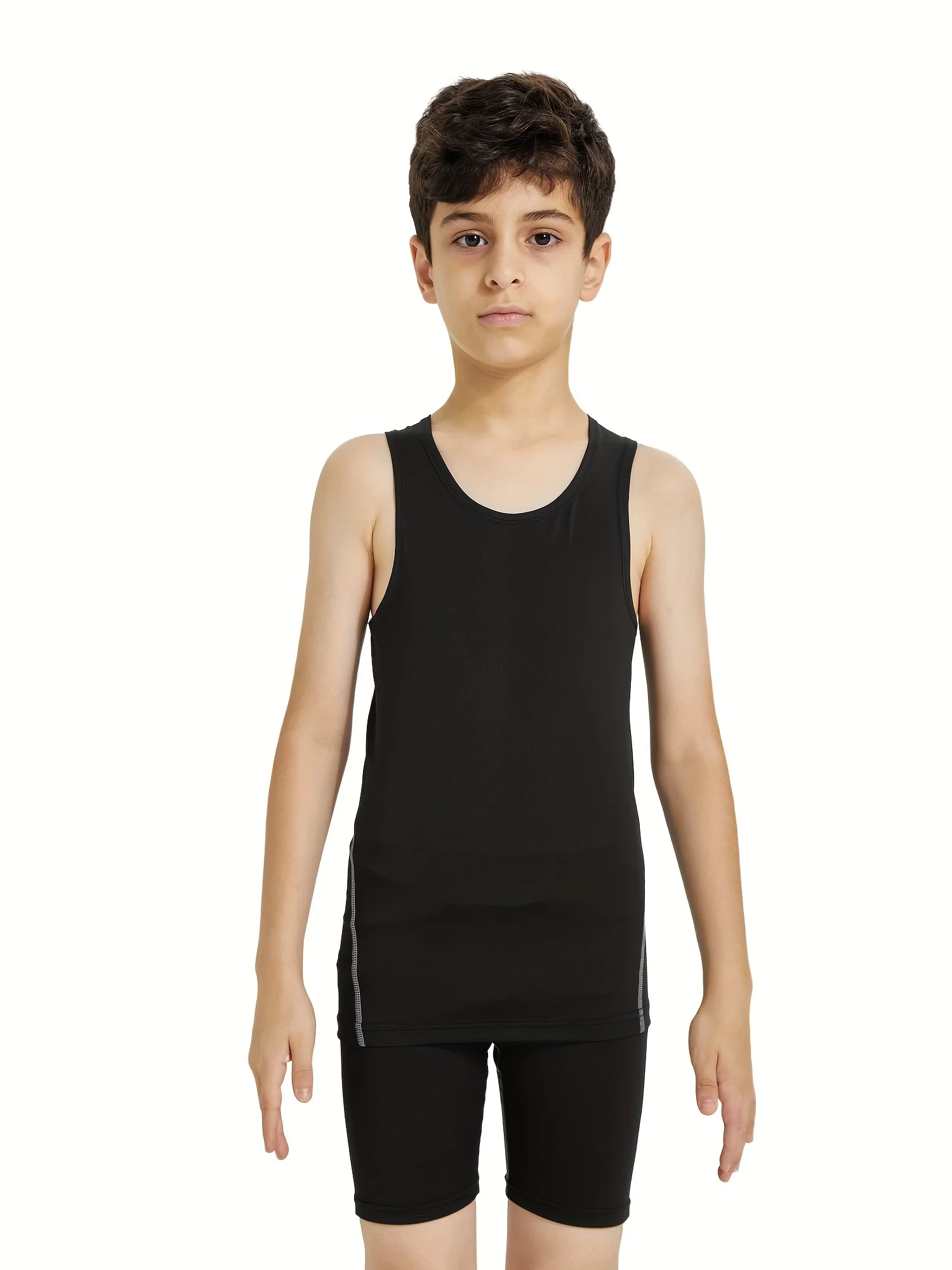 

Kids Sleeveless Compression Athletic Top for Basketball Running Training - Breathable Stretch Fit Fitness Workout Shirt
