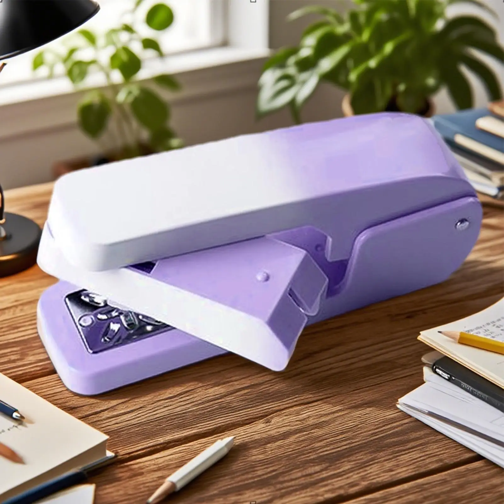 Stapler For Booklets 360 Degree Rotating Arm Stapler Ergonomic Anti-Slip Office Supplies Deep-Reach Stapling Machine For Booklet