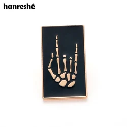 Best Fashion Rectangle Skeleton Hand Pin Medical Jewellery Anatomical Gold Color Gift For Men Enamel Lapel Pin Brooches