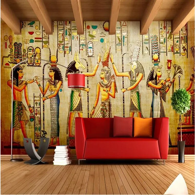 custom photo Bar KTV personality retro European People Pharaoh Egypt Pyramids wall paper 3D mural 3d wallpapers for living room