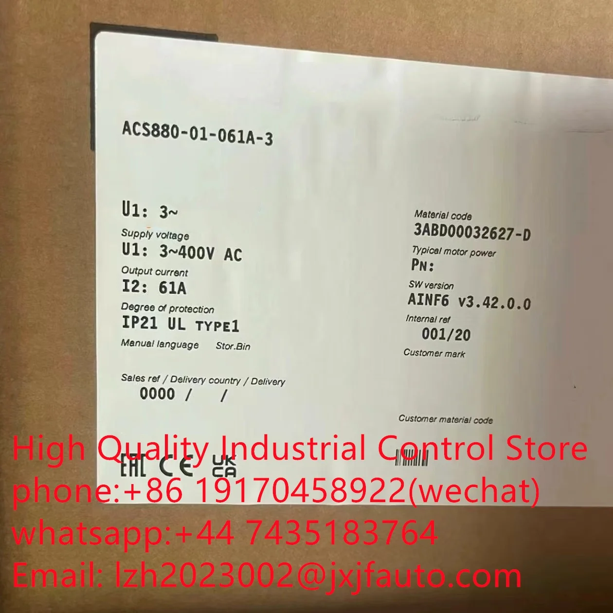 

ACS880 series VFD，ACS880-01-05A6-3，order number 3ABD00035961-D