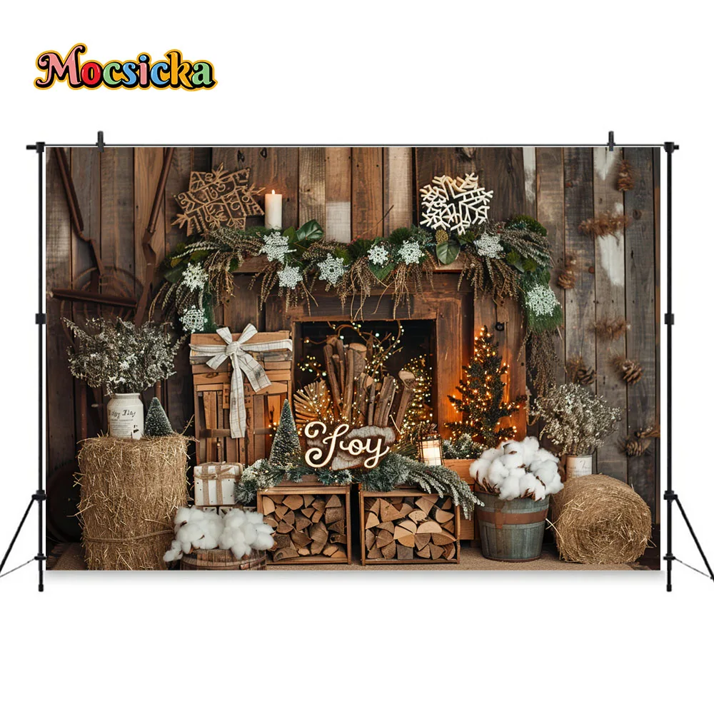 عيد ميلاد سعيد التصوير الخلفيات لعرض الطفل عيد الميلاد الموقد الخشبي الحظيرة القطن خلفية الاطفال الأمومة الشتاء فوتوزون