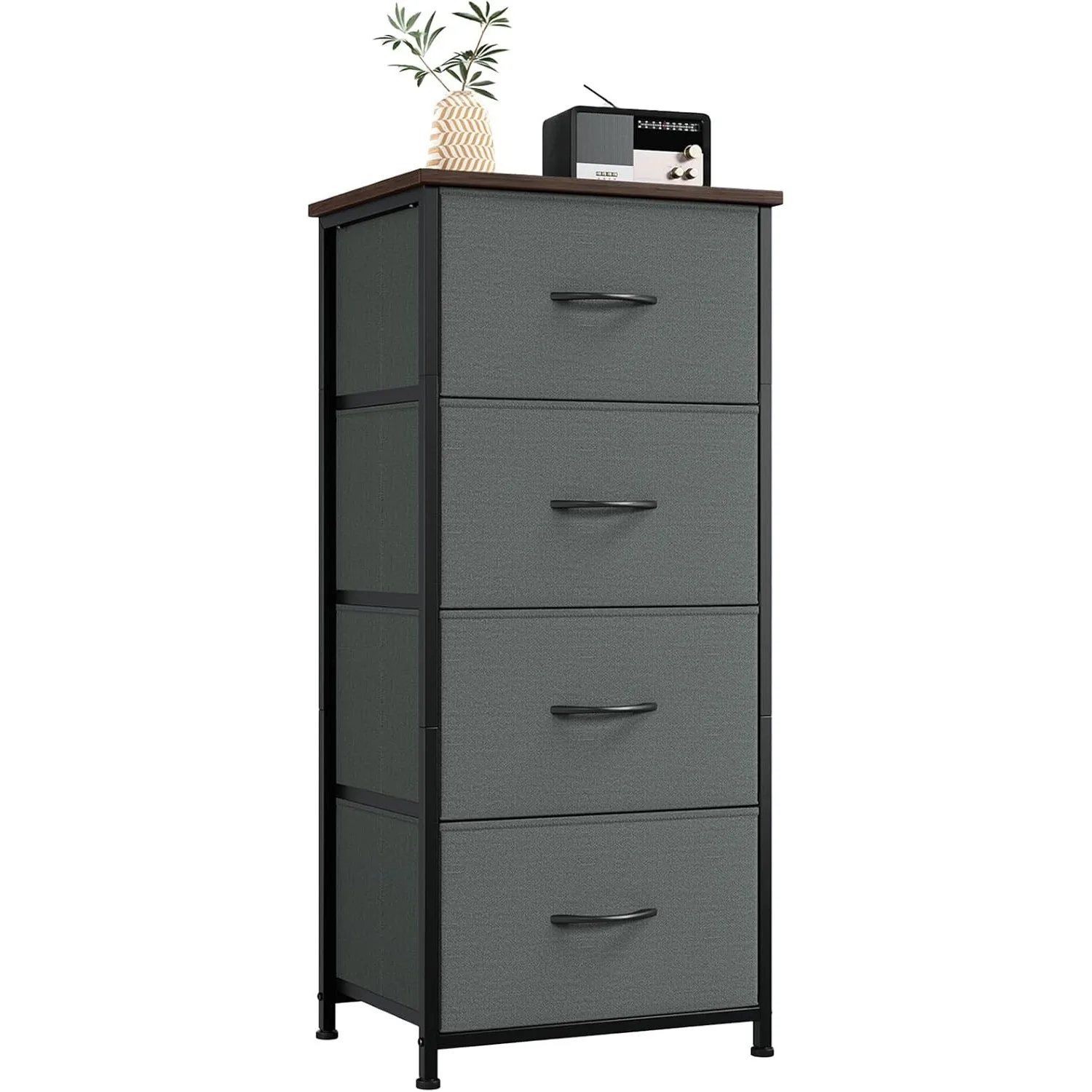 

Tall Dresser for Bedroom, 4 Drawer Storage Organizer Chest of Drawers with Removable Fabric Bins for Living Room Closet Bedside