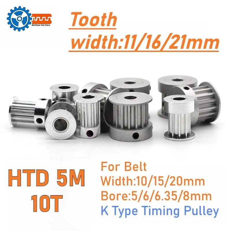 

HTD 5M 10 Tooth Synchronous Timing Pulley K Type Bore 5mm 6mm 6.35mm 8mm for 10mm 15mm 20mm Belt Applicable to CNC Router 3D