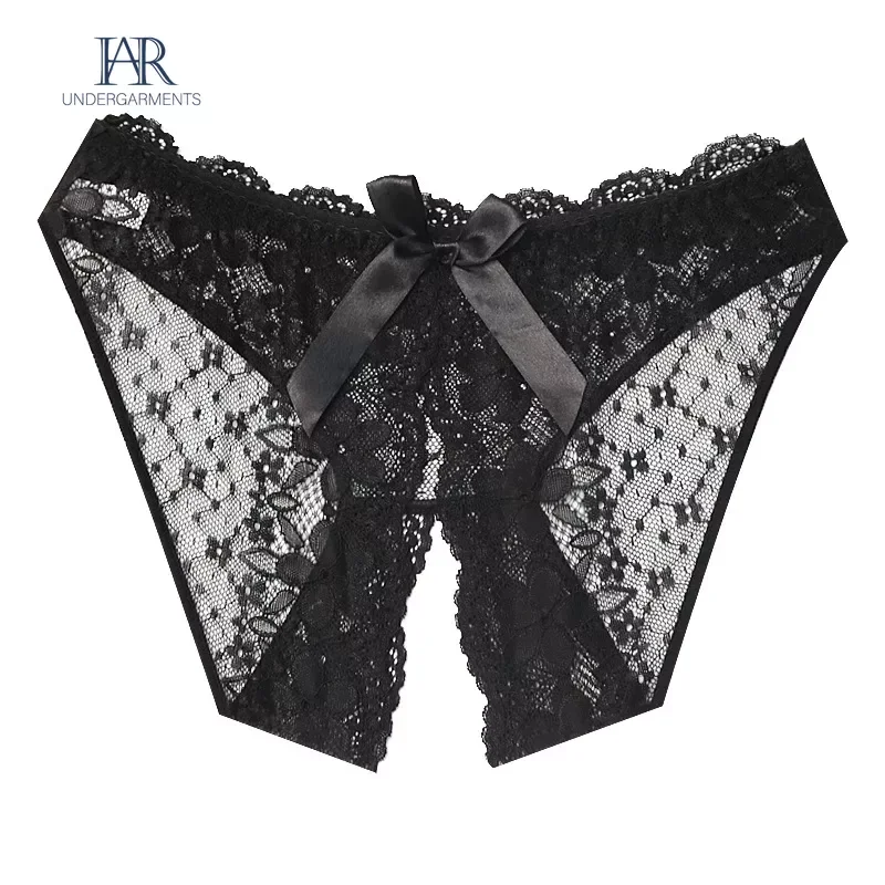 M/XL Transparent Women\'s Panties Lace Underwear Open Crotch Thongs Embroidery Sexy Lingerie Erotic Beaded G-Strings T-Back