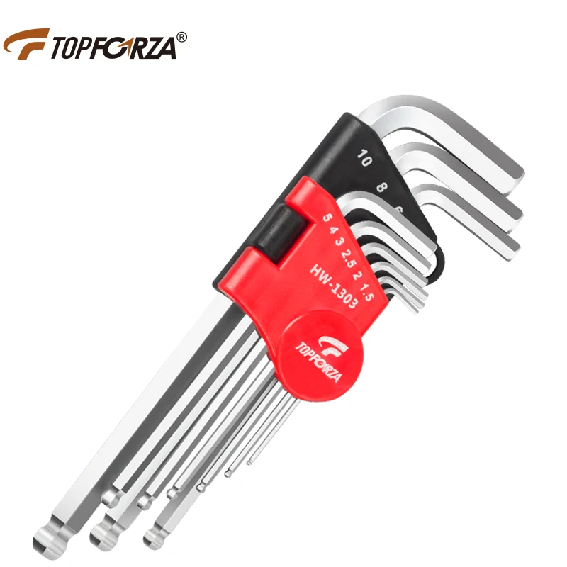 TOPFORZA Hex Wrench Sets Allen Key Set CR-V Long Arm Metric Hex Head Wrench With Sleeve Hand Tools Bicycle Repair Spanner