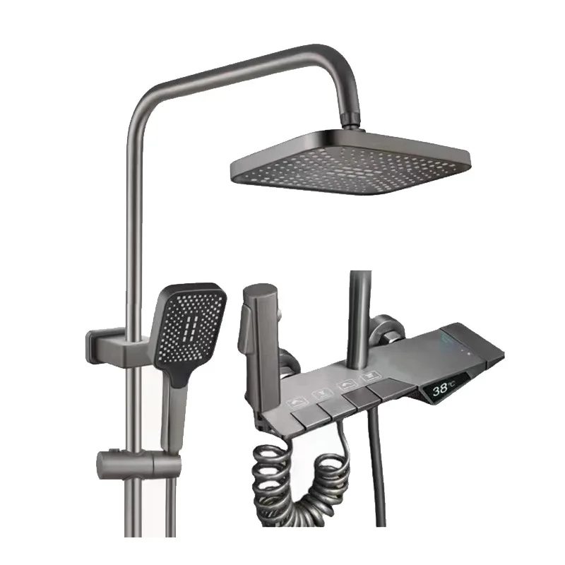 

All-copper smart digital display, shower set, button four-speed flat-panel bathroom.