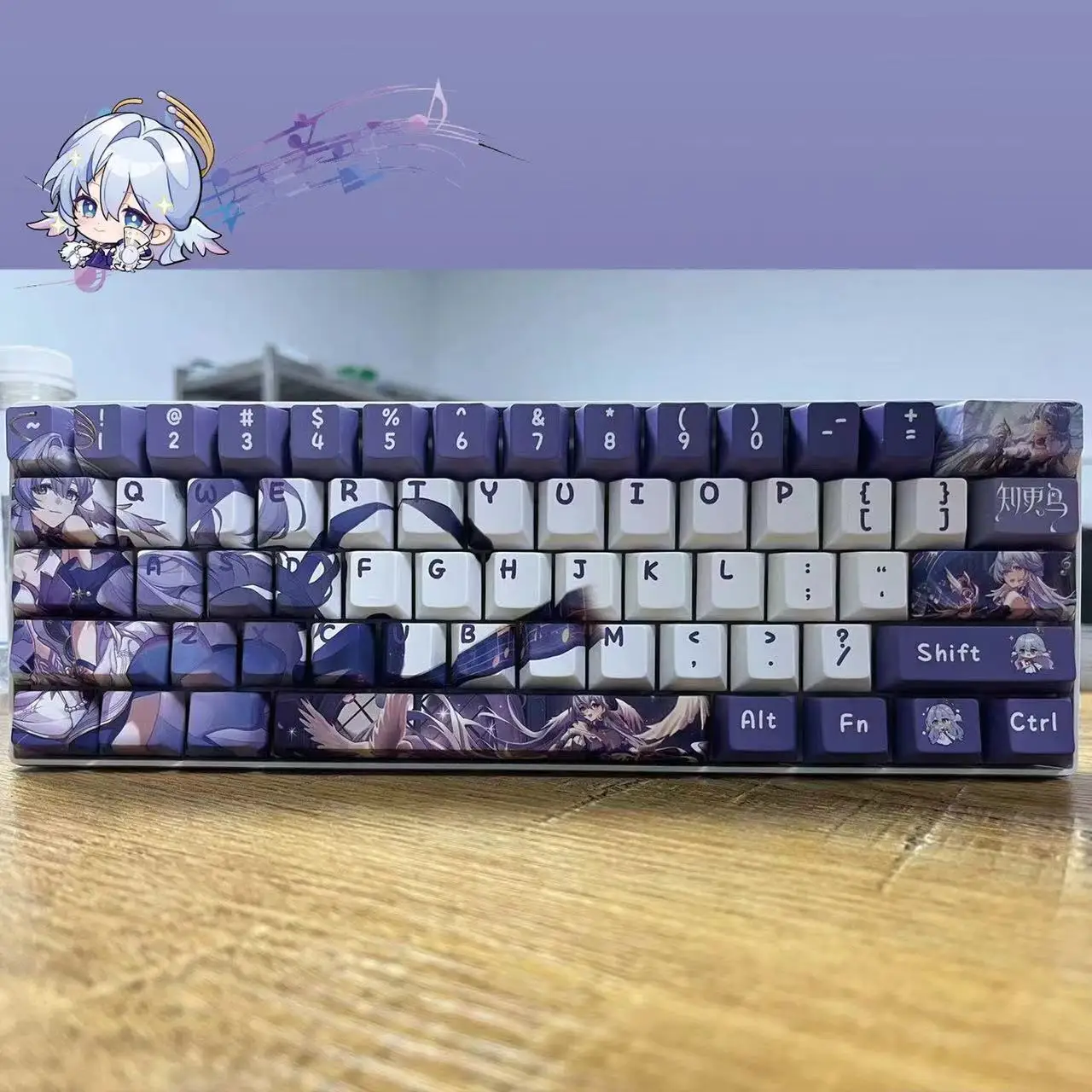 Honkai Star Rail Robin Keycaps Game Kyecap PBT DYE, transmisión por sublimación, interruptor de eje Cherry MX para tapas de teclado mecánico