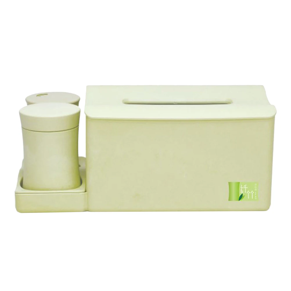 

Bamboo Fiber Tissue Box Simple Light Green Dispenser Holder Home Office Storage Tissue Organizer Napkin