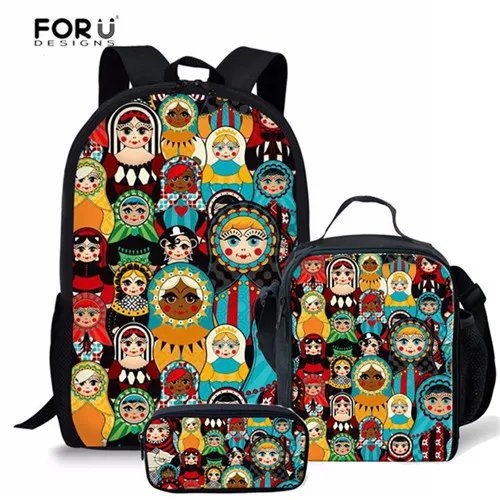 

Popular Youthful Popular Russian dolls 3D Print 3pcs/Set Student Travel bags Laptop Daypack Backpack Lunch Bag Pencil Case