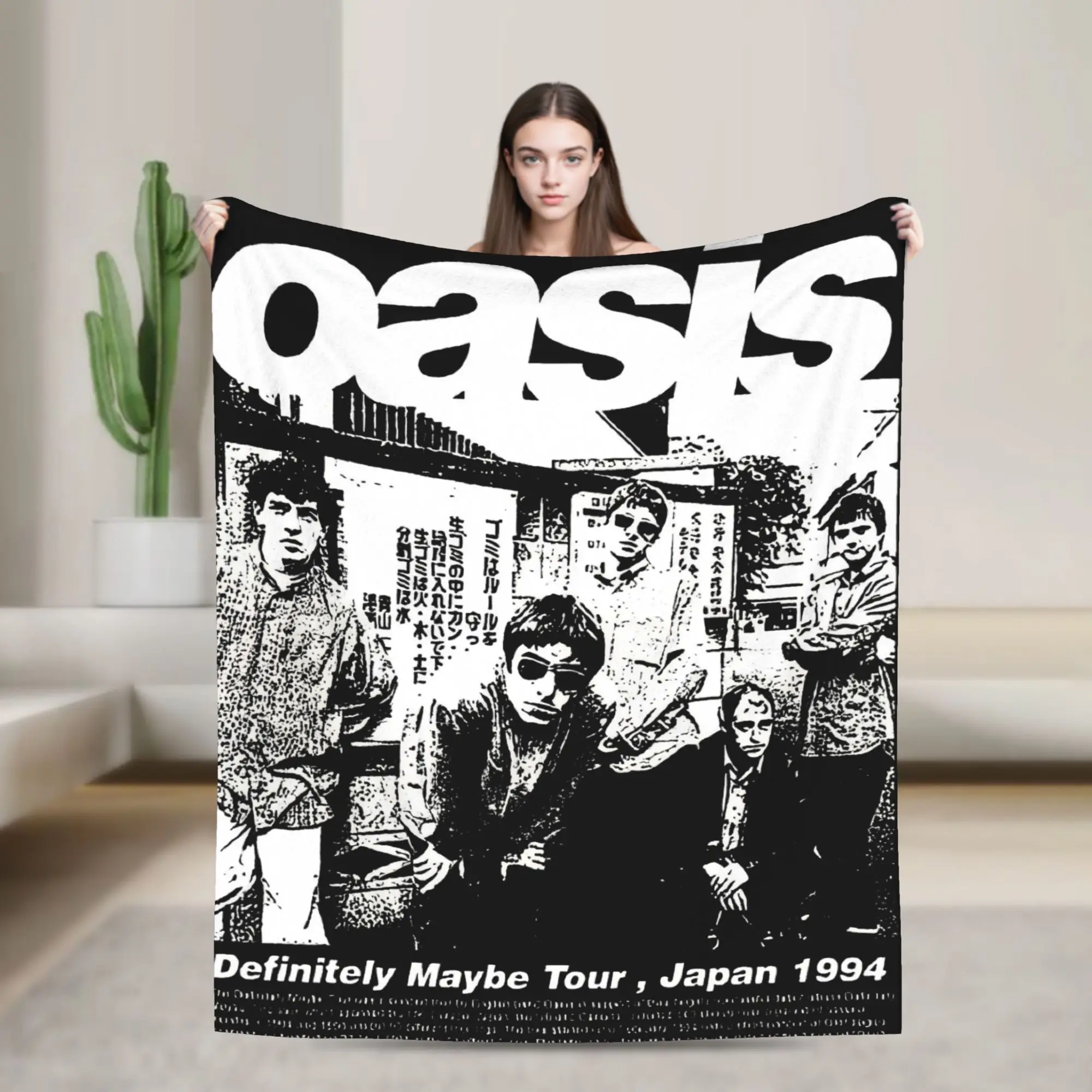O-Oasis Definitely Maybe Tour Blanket Cover  Flannel Throw Blanket Bedroom Sofa Portable Lightweight Bedspread