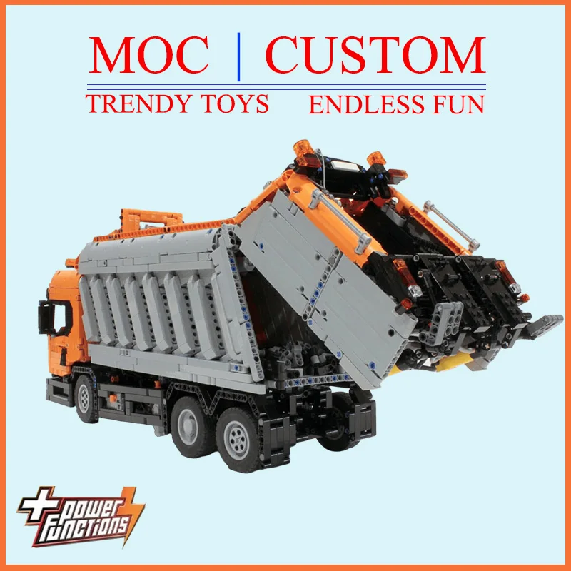 Specially Customized MOC Large Garbage Recycling Truck Technic Model - Trendy Educational Toys - Fun Building Game Set For Gifts