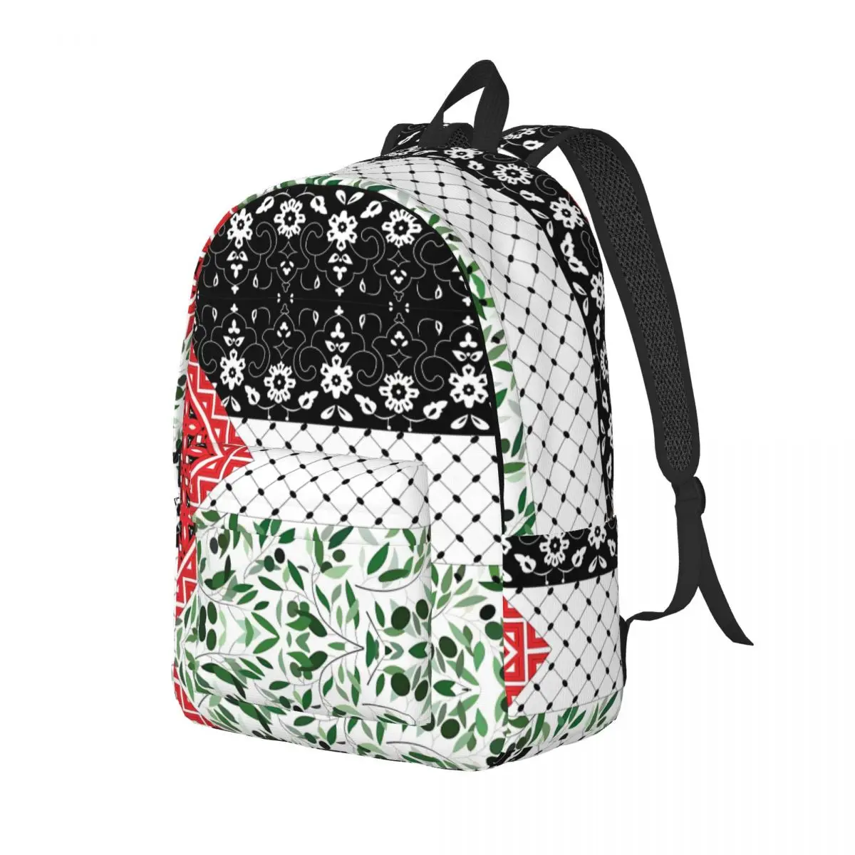 Palestinian Flag With Patterns Of Olives Keffiyeh Backpack Sport Backpacks Unisex Colorful Soft High School Bags Kawaii Rucksack