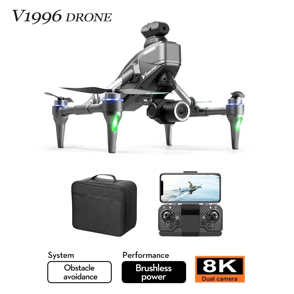 Dron V196 Fpv 8K profesional, cámara Dual sin escobillas, WIFI, FPV, evitación de obstáculos, flujo óptico, RC, Quadcopter plegable, juguetes, nuevo