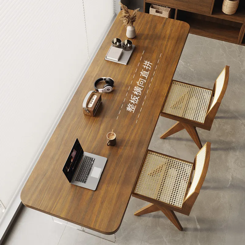 Nordic Acrylic Floating Solid Wood Desk Italian Minimalist Bedroom Computer Desk Creative Study Furniture Zwevend Bureau FYFD view 3